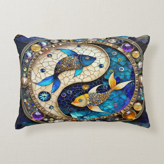 Zodiac - Pisces Fish Yin and Yang Accent Pillow (Front)