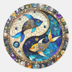 Zodiac - Pisces Fish Yin and Yang Classic Round Sticker