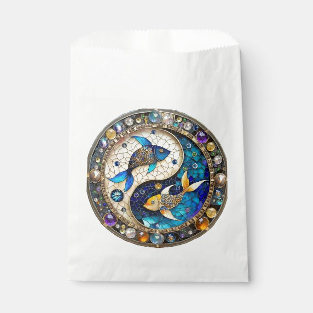 Zodiac - Pisces Fish Yin and Yang Favour Bag (Front)