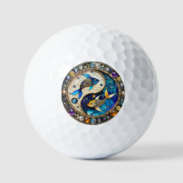 Zodiac - Pisces Fish Yin and Yang Golf Balls (Front)