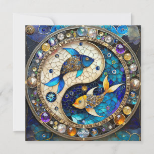 Zodiac - Pisces Fish Yin and Yang Holiday Card