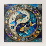 Zodiac - Pisces Fish Yin and Yang Jigsaw Puzzle<br><div class="desc">You are viewing The Lee Hiller Photography Art and Designs Collection of Home and Office Decor,  Apparel,  Gifts and Collectibles. The Designs include Lee Hiller Photography and Mixed Media Digital Art Collection http://LeeHiller.com</div>