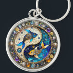Zodiac - Pisces Fish Yin and Yang Keychain<br><div class="desc">You are viewing The Lee Hiller Photography Art and Designs Collection of Home and Office Decor,  Apparel,  Gifts and Collectibles. The Designs include Lee Hiller Photography and Mixed Media Digital Art Collection http://LeeHiller.com</div>