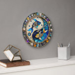 Zodiac - Pisces Fish Yin and Yang Large Clock<br><div class="desc">You are viewing The Lee Hiller Photography Art and Designs Collection of Home and Office Decor,  Apparel,  Gifts and Collectibles. The Designs include Lee Hiller Photography and Mixed Media Digital Art Collection http://LeeHiller.com</div>