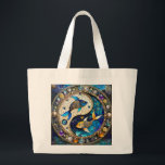 Zodiac - Pisces Fish Yin and Yang Large Tote Bag<br><div class="desc">You are viewing The Lee Hiller Photography Art and Designs Collection of Home and Office Decor,  Apparel,  Gifts and Collectibles. The Designs include Lee Hiller Photography and Mixed Media Digital Art Collection http://LeeHiller.com</div>