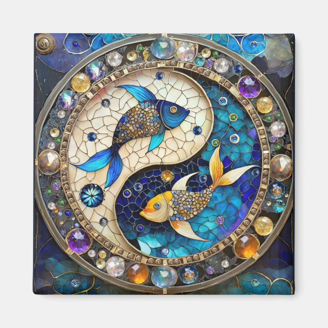 Zodiac - Pisces Fish Yin and Yang Magnet (Front)
