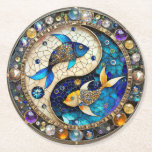 Zodiac - Pisces Fish Yin and Yang Round Paper Coaster<br><div class="desc">You are viewing The Lee Hiller Photography Art and Designs Collection of Home and Office Decor,  Apparel,  Gifts and Collectibles. The Designs include Lee Hiller Photography and Mixed Media Digital Art Collection http://LeeHiller.com</div>