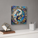 Zodiac - Pisces Fish Yin and Yang Square Wall Clock<br><div class="desc">You are viewing The Lee Hiller Photography Art and Designs Collection of Home and Office Decor,  Apparel,  Gifts and Collectibles. The Designs include Lee Hiller Photography and Mixed Media Digital Art Collection http://LeeHiller.com</div>