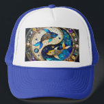 Zodiac - Pisces Fish Yin and Yang Trucker Hat<br><div class="desc">You are viewing The Lee Hiller Photography Art and Designs Collection of Home and Office Decor,  Apparel,  Gifts and Collectibles. The Designs include Lee Hiller Photography and Mixed Media Digital Art Collection http://LeeHiller.com</div>