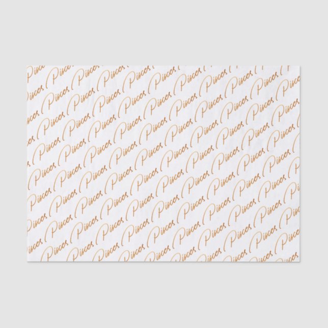 Zodiac "Pisces" Gold Script Tissue Paper (Front)