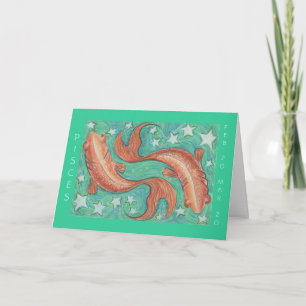 Zodiac Pisces 'Happy Birthday' greetings card