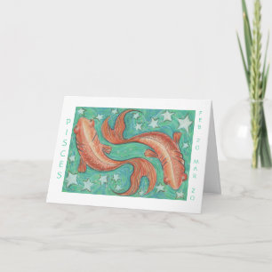 Zodiac Pisces 'Happy Birthday' white border Card