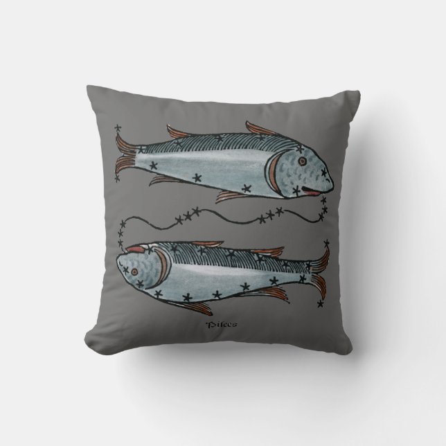 Zodiac: Pisces In Colour Throw Pillow (Front)