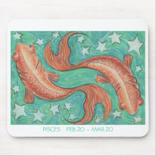 Zodiac Pisces mousepad white border