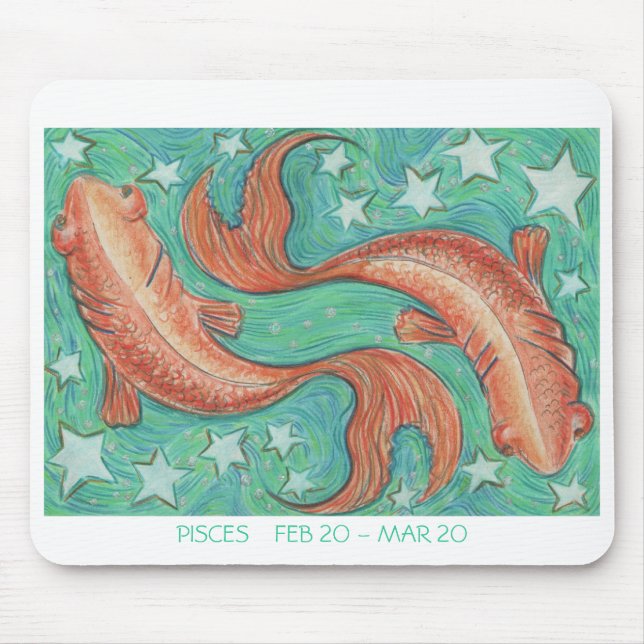 Zodiac Pisces mousepad white border (Front)