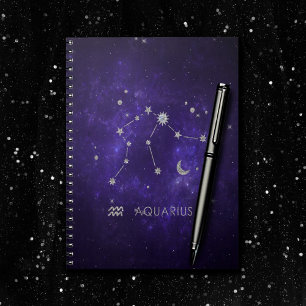 Zodiac Purple Aquarius   Astrology Horoscope Notebook