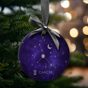 Zodiac Purple Cancer   Cosmic Astrology Horoscope Ceramic Ornament