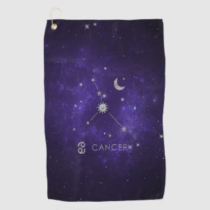 Zodiac Purple Cancer Cosmic Astrology Horoscope Golf Towel