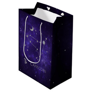 Zodiac Purple Capricorn   Astrology Horoscope Medium Gift Bag