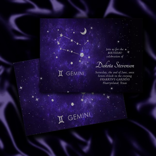 Zodiac Purple Gemini | Cosmic Astrology Horoscope Invitation (Creator Uploaded)