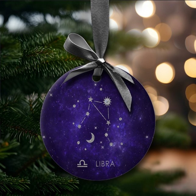 Zodiac Purple Libra | Cosmic Astrology Horoscope Ceramic Ornament (Creator Uploaded)