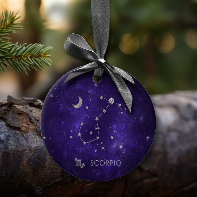 Zodiac Purple Scorpio | Cosmic Astrology Horoscope Ceramic Ornament (Creator Uploaded)