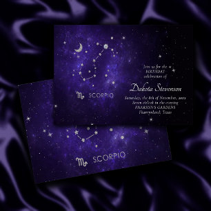 Zodiac Purple Scorpio Cosmic Astrology Horoscope Invitation