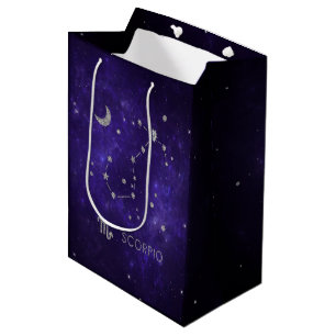 Zodiac Purple Scorpio Cosmic Astrology Horoscope Medium Gift Bag
