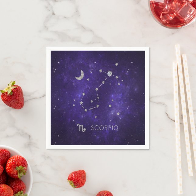 Zodiac Purple Scorpio | Cosmic Astrology Horoscope Napkin (Insitu)