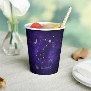 Zodiac Purple Scorpio Cosmic Astrology Horoscope Paper Cups