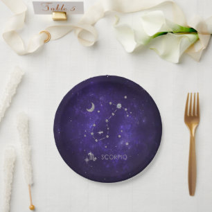 Zodiac Purple Scorpio   Cosmic Astrology Horoscope Paper Plate