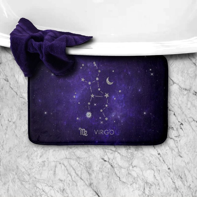 Zodiac Purple Virgo | Cosmic Astrology Horoscope Bath Mat (Creator Uploaded)