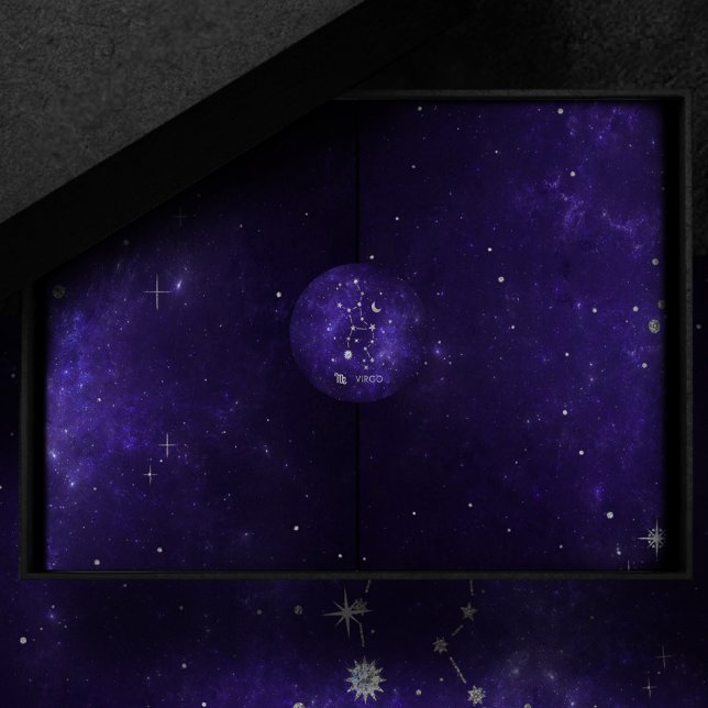 Zodiac Purple Virgo | Cosmic Astrology Horoscope Classic Round Sticker (Creator Uploaded)