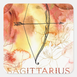 Zodiac Sagittarius horoscope archer orange gold Square Sticker