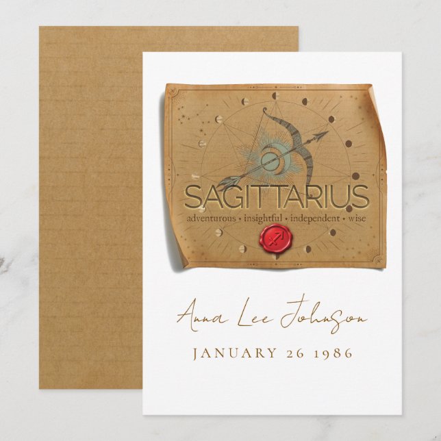 ZODIAC - Sagittarius - Personalized Birthday Card (Front/Back)