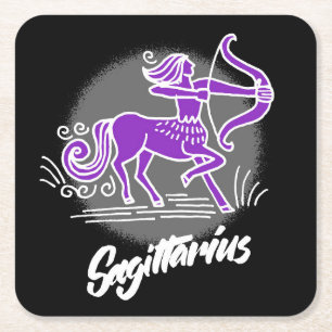 Zodiac Sagittarius Square Paper Coaster