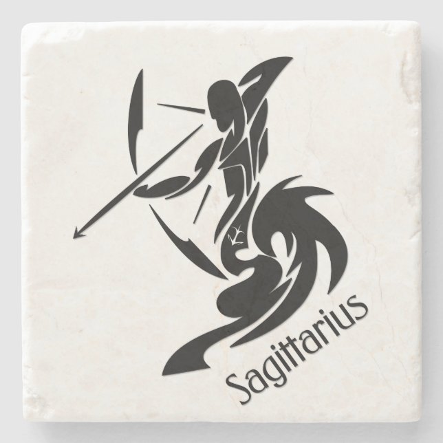 Zodiac Sagittarius Stone Coaster (Front)