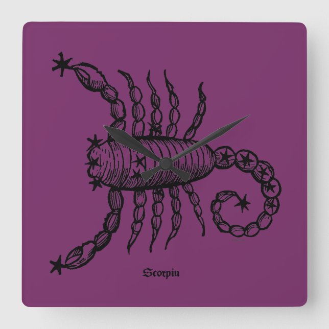 Zodiac: Scorpio, 1482 Square Wall Clock (Front)