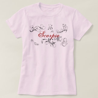 Zodiac Scorpio  Scorpion T-shirt Red Lettering