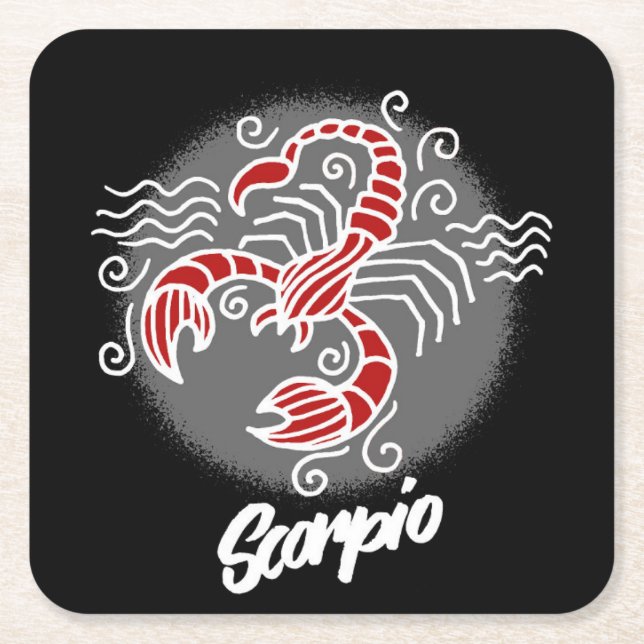 Zodiac Scorpio Square Paper Coaster (Front)