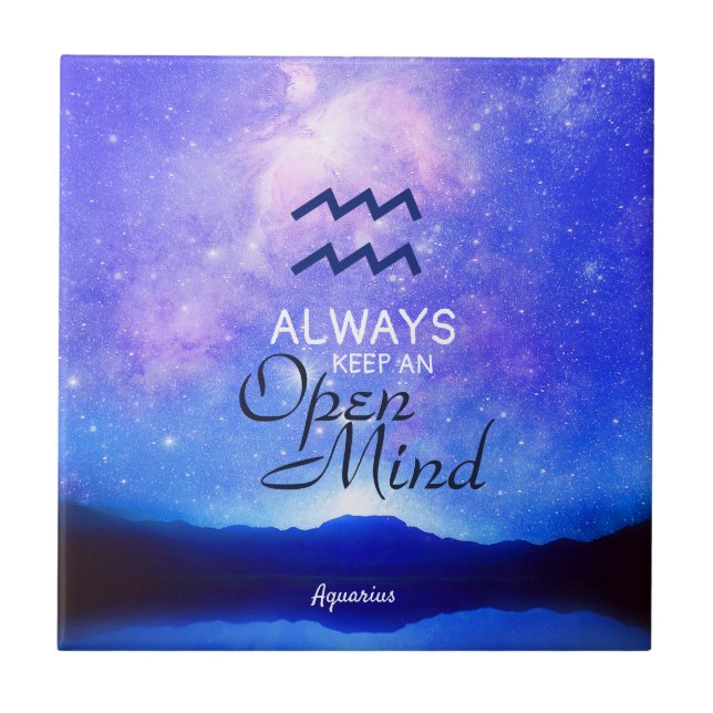 Zodiac Sign Aquarius Dreamy Star Sky Quote Tile (Front)