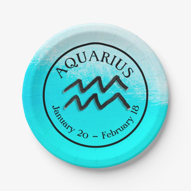 Zodiac Sign Aquarius Horoscope Astrology party Paper Plate (Front)