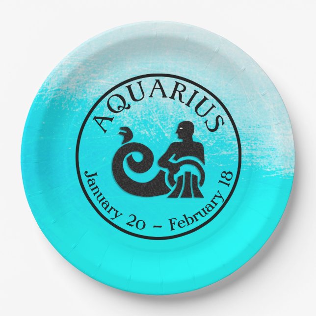Zodiac Sign Aquarius Horoscope Astrology party Paper Plate (Front)