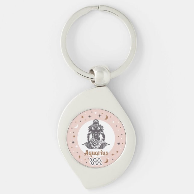 Zodiac Sign Aquarius Keychain (Front)