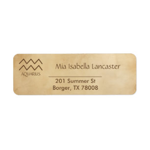 Zodiac Sign Aquarius Return Address Labels