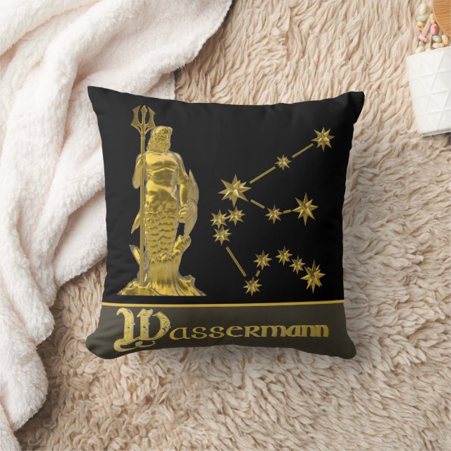 Zodiac sign Aquarius -  Throw Pillow (Blanket)