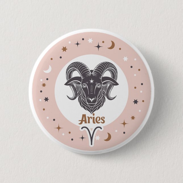 Zodiac Sign Aries 2 Inch Round Button (Front)