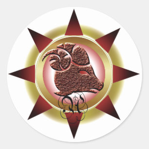 Zodiac Sign Aries Design Gift Classic Round Sticker