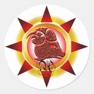 Zodiac Sign Aries Design Gift Classic Round Sticker