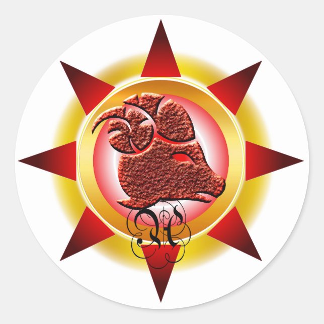 Zodiac Sign Aries Design Gift Classic Round Sticker (Front)